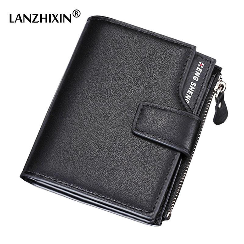 

Wallets LANZHIXIN Foldable Men's High Quality Multi-function Purse Leather Money Clip Men Wallet Billetera Hombre, Gold wallet