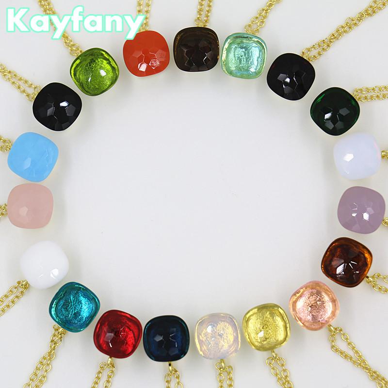 

Chains Classic Solid 925 Sterling Silver Candy Sweety Necklace For Women Synthetic Gemstone 45 CM Chain Gifts The Year
