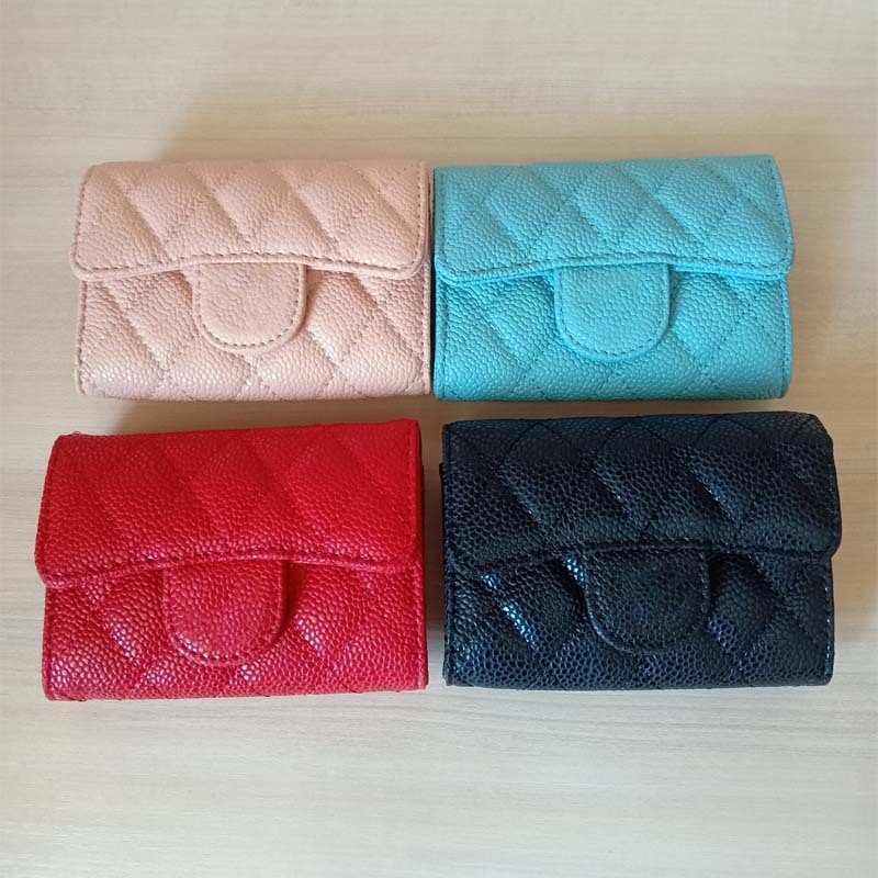 

Arrived Luxury Branded Designer Wallet Women Caviar Cow Leather Case Fashion Hasp Short Card Bag Lady Men Purse