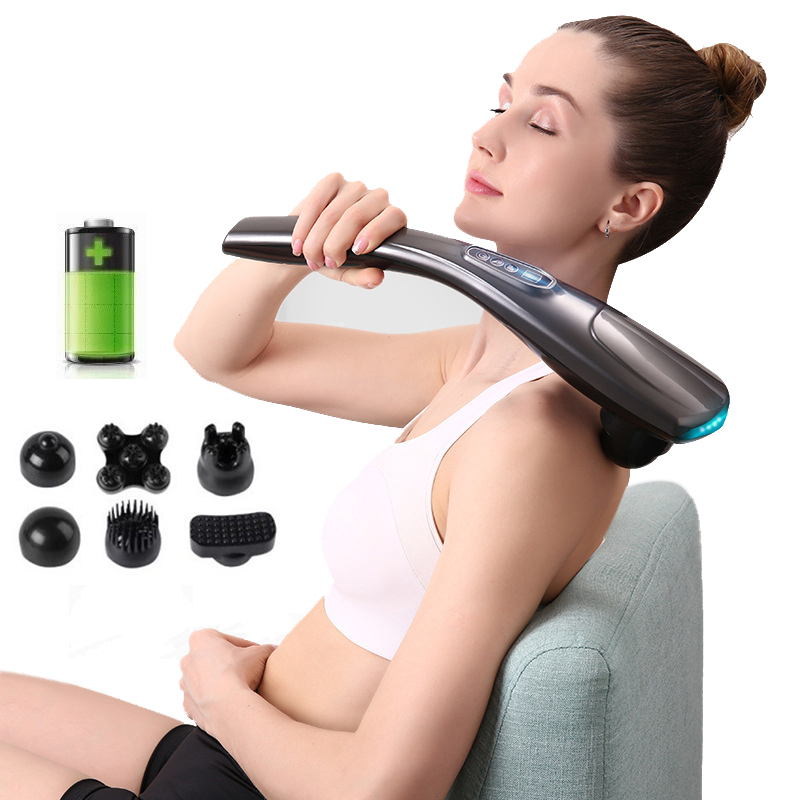 

Wireless Handheld Massager Six Head Machine Full Body Neck Vertebra Back Muscle Relax Vibrating Deep Tissue Massage Health Care