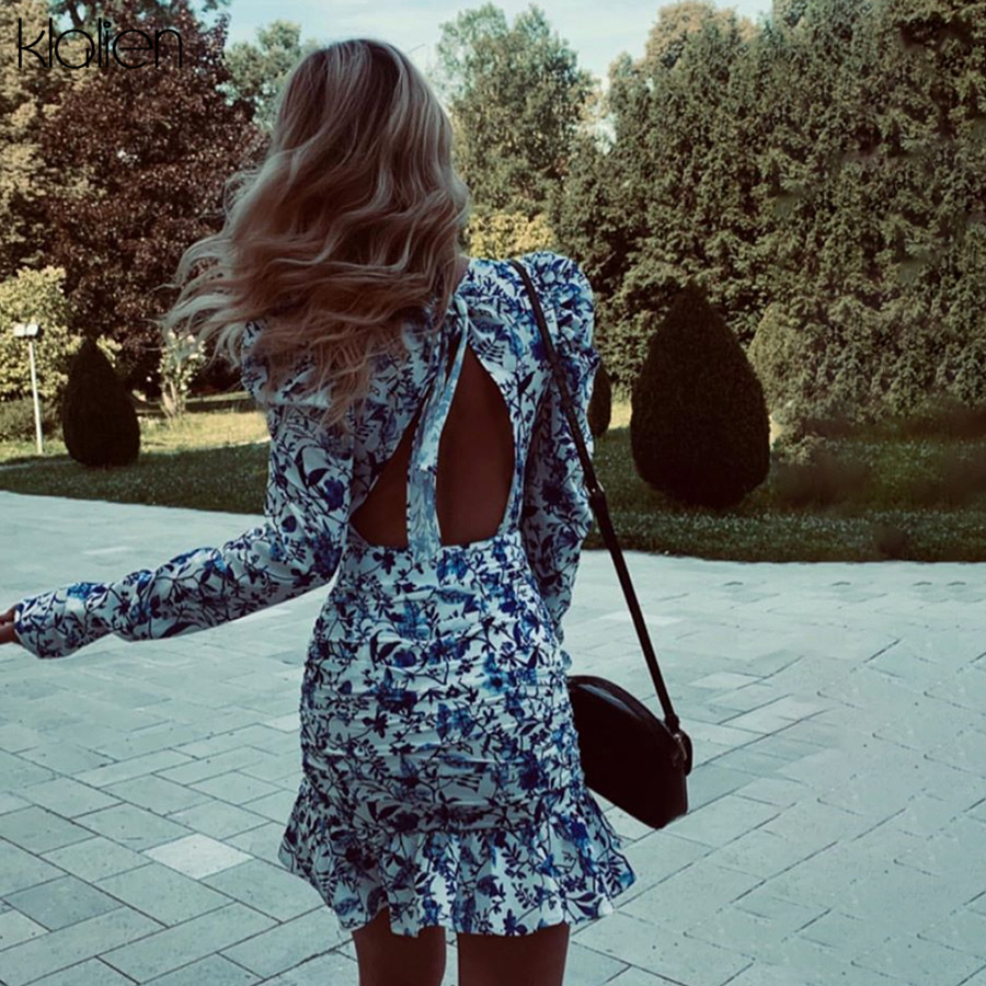 

2021klalien 2021 new spring bohemia beach leisure vacation dress women hollow backless elegant slim casual mini bodycon dress mujer, Black;gray