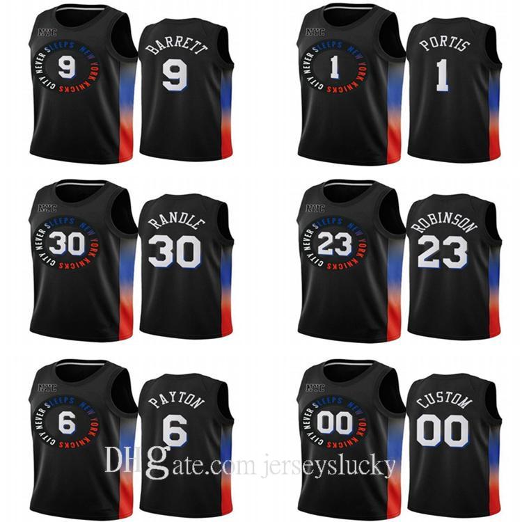 

2021 Top Quality Men 6 Payton 9 RJ Barrett Kevin Knox II Swingman City Basketball Jersey Black Icon Edition Jerseys Size S-2XL, Color 5