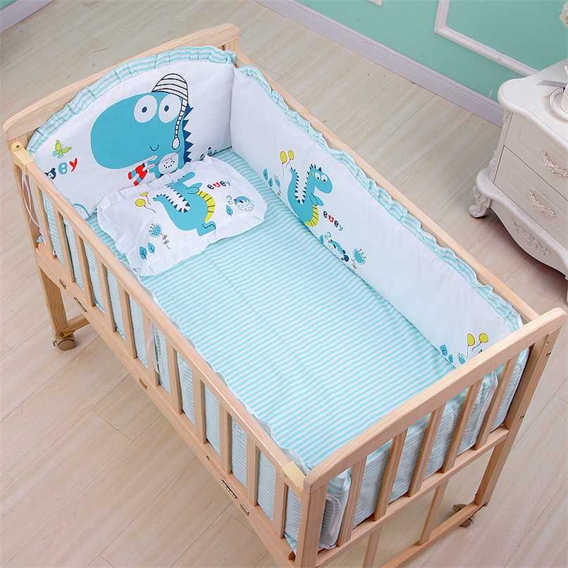 5pcs born Baby Bedding Set Kids Crib Bumper Cartoon Animal Baby Cot Protector 100% Cotton Baby Beddings Bumper 60*100cm ZT31 211025-image-735141744