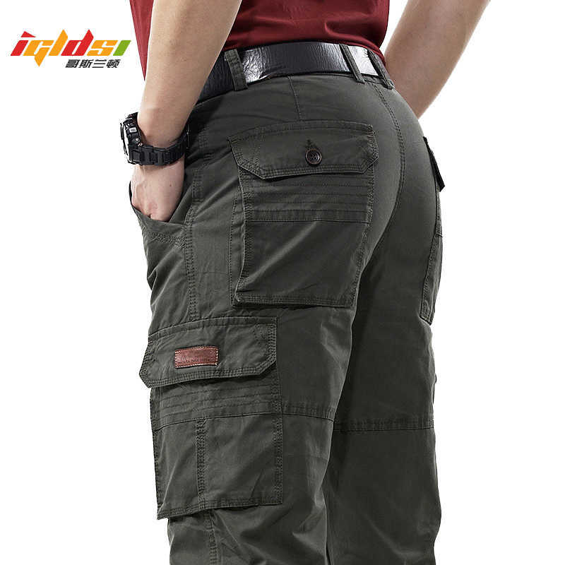 

Men's Overalls Military Army Cargo Pants Spring Cotton Baggy Denim Pants Male Multi-pockets Casual Long Trousers Plus Size 42 210616, Army green