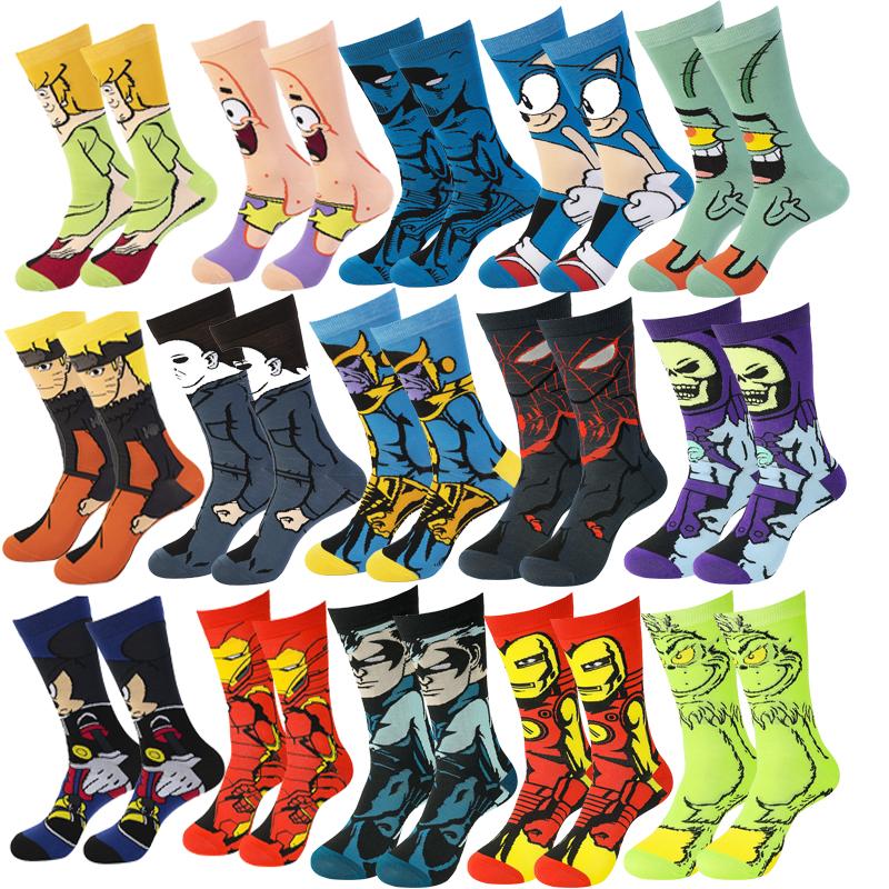 Men's Socks Man Knitting Anime Cotton Women's Cartoon Funny Hip Hop Skateboard Casual Street Stance Harajuku Creative Fashion-image-721493087