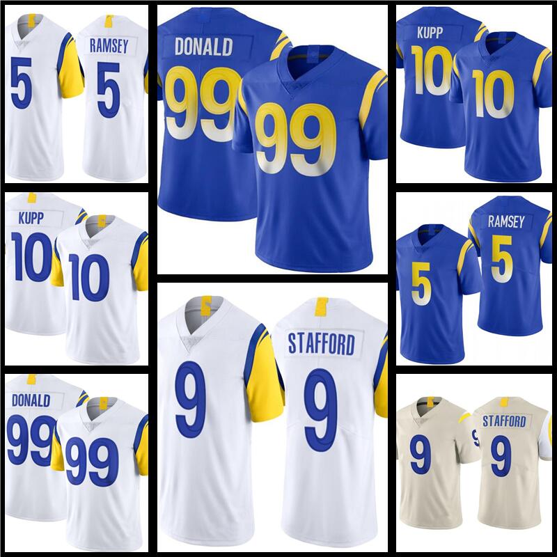 

9 Matthew Stafford 99 Aaron Donald Jerseys Football 10 Cooper Kupp 5 Jalen Ramsey 2 Robert Woods DeSean Jackson men women youth, As