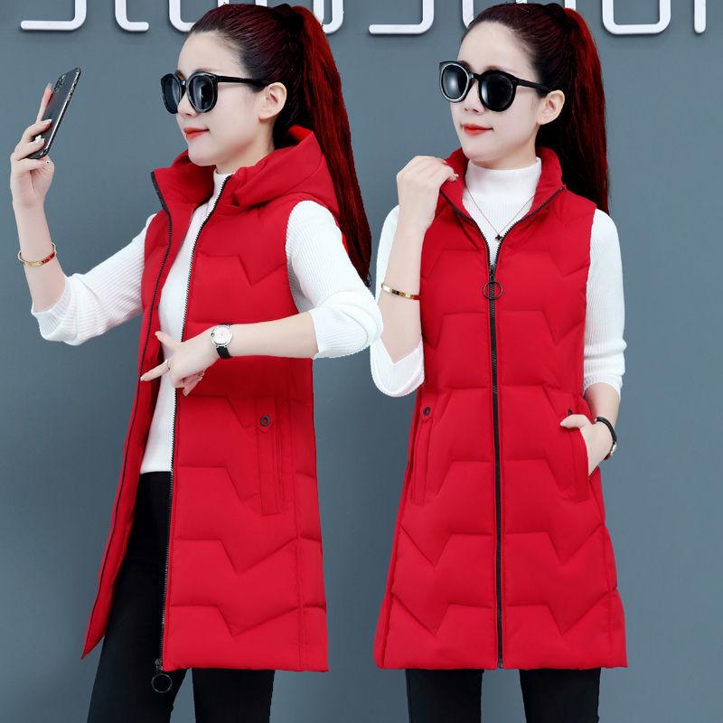 

Women's Vests 2022 Autumn Winter Women Loose Sleeveless Vest Hooded Long Jacket Cotton Padded Windproof Warm Waistcoat X29, Black;white