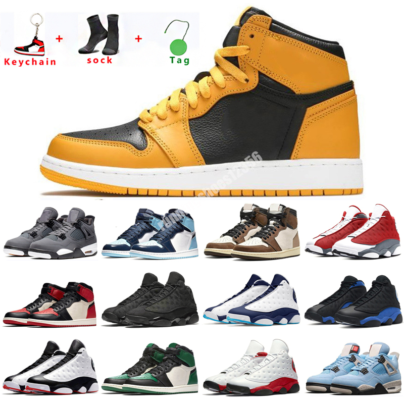 

2022 1 high OG basketball shoes 1s University Blue silver royal toe black metallic gold mid smoke grey UNC Patent men women, Color 26