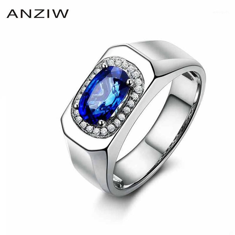

Cluster Rings ANZIW Trendy 1.25 S Big Oval Cut Blue Sona Bridal Fashion 925 Sterling Silver Women Wedding Engagement1
