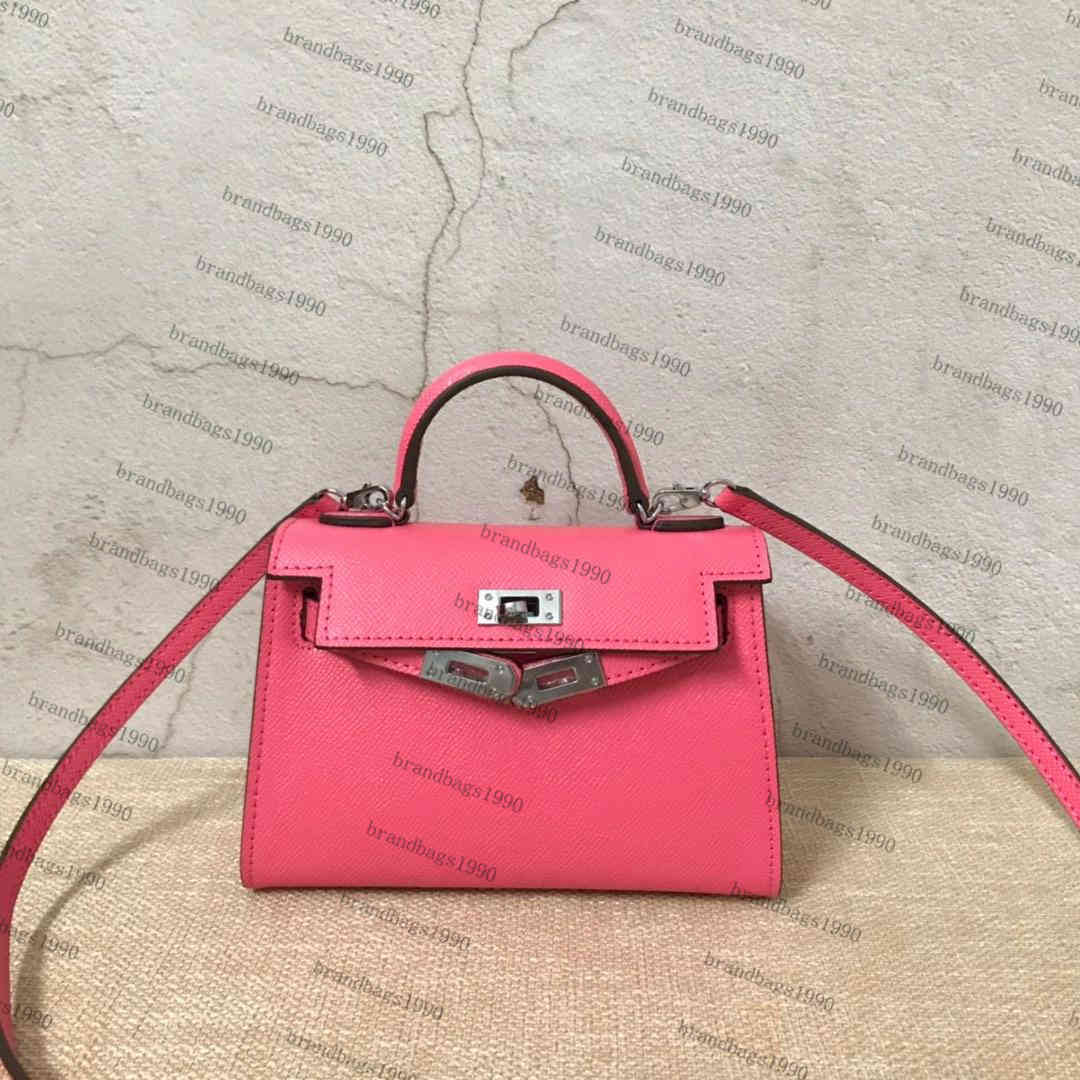 

Designer Handbags Color Pink New 22cm Mini Herme Kellys Women Totes Genuine Leather Bags Shoulder Bag Lock Scarf Horse Fashion Lady Handbag High Quality Bb, Pink 22cm gold hardware