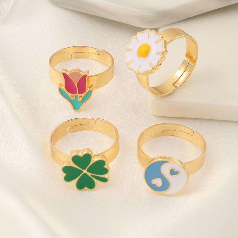 Anneaux de mariage 2021 Coeur de style coréen pour femmes punk tendance Vintage Taiji Ring Petite Daisy Tulip Party Couple