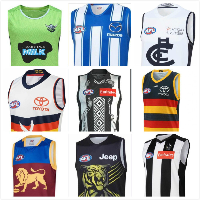 

AFL port Adelaide crows Essendon Bombers jersey Brisbane Lions fremantle dockers tank top gold coast suns Hawthorn Hawks vest Australian Rul, Black;gray
