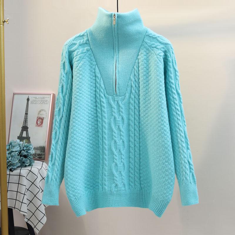 

Women's Sweaters Turtleneck Zipper Sweater Autumn Winter Basic Oversize Thick Pullovers Women 2021 Long Sleeve Loose Female, Beige