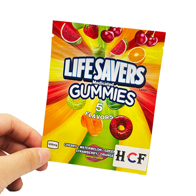

LIFE SAVERS 5 Flavors Gummies Candy Bag medicated 600 mg hemp candies packaging mylar bags with zip 4*5inch