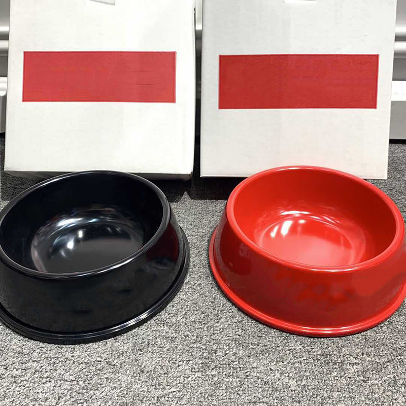 

Classic Pet Dog Bowls Water Basin Black red Letter Printed Pets Feeders Indoor Dogs Supplies