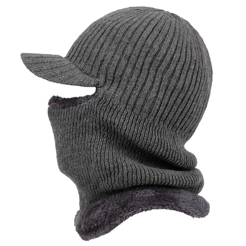 

Beanies Hooded Knitted Cap Riding Windproof Cold Hat Plus Velvet Thickening Fashion Outdoor Warm Collar Winter Caps