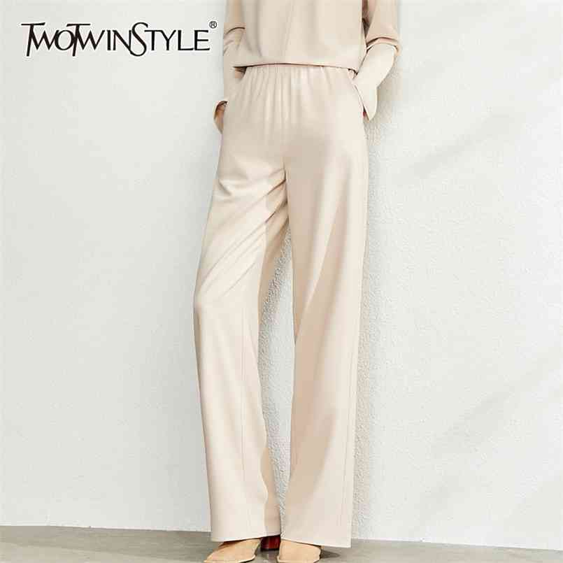 

Black Minimalist Casual Trouser For Women High Waist Loose Straight Wide Leg Pants Female Fashion Clothing 210521, Camel