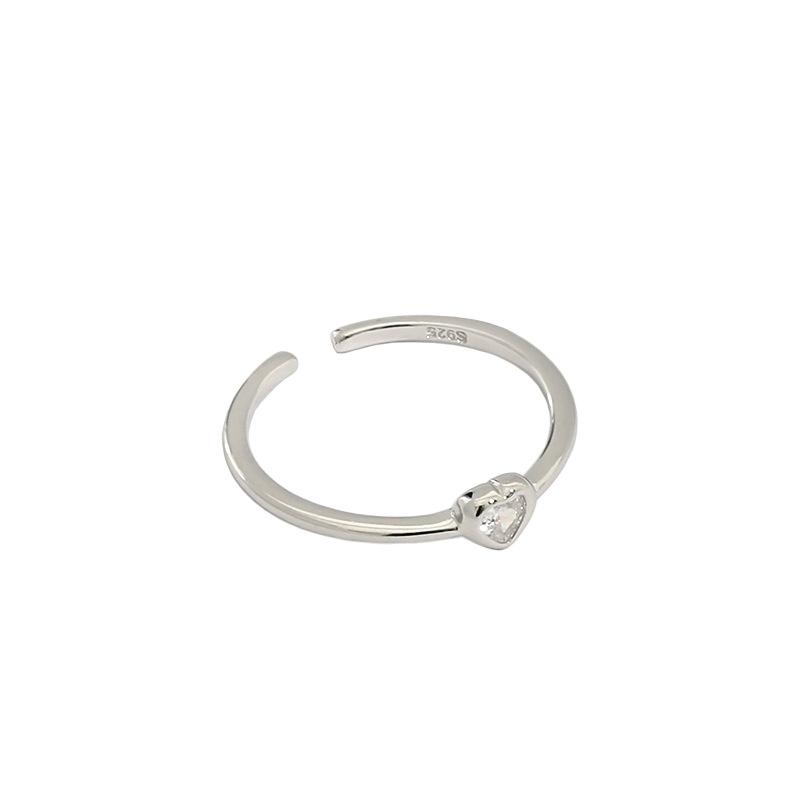

Minimalist 925 Sterling Silver Heart Crystal Rings For Women Fine Jewelry, Woman Adjustable Finger Ring Accessories Cluster