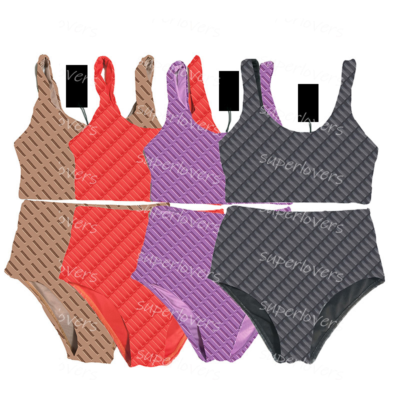 

Full Letters Printed Tankinis Bikinis Womens Sexy Padded Split Swimwear Swimsuit Fashion Charming New Arrived Bathing Suits 4 Colors, Red orange with label