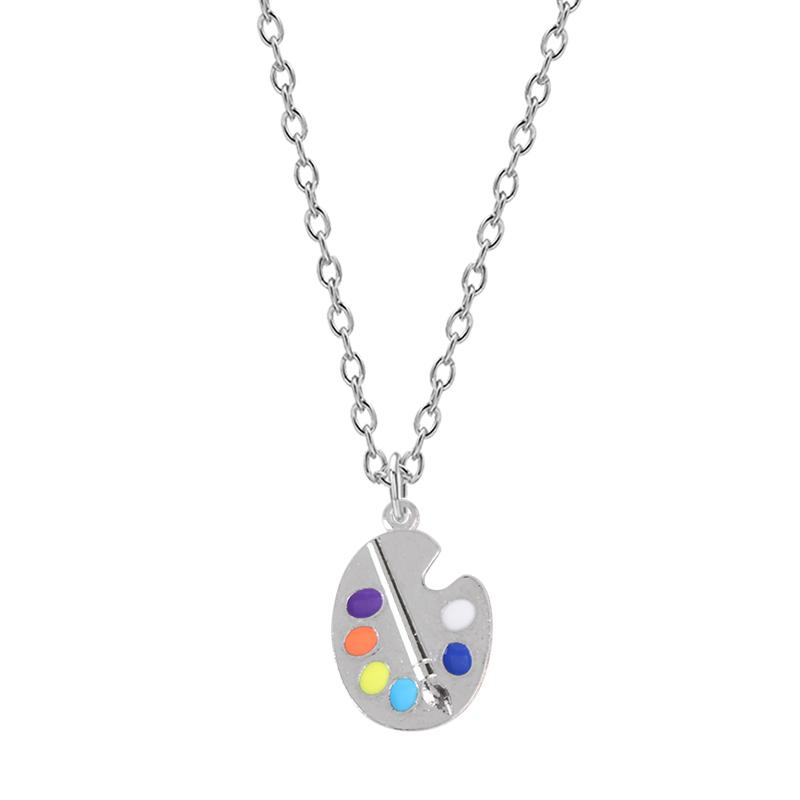 

Pendant Necklaces Boho Style Cute Girl Necklace Color Paint Drawing Board Shape Fashionable Temperament Female Birthday Jewelry Gift