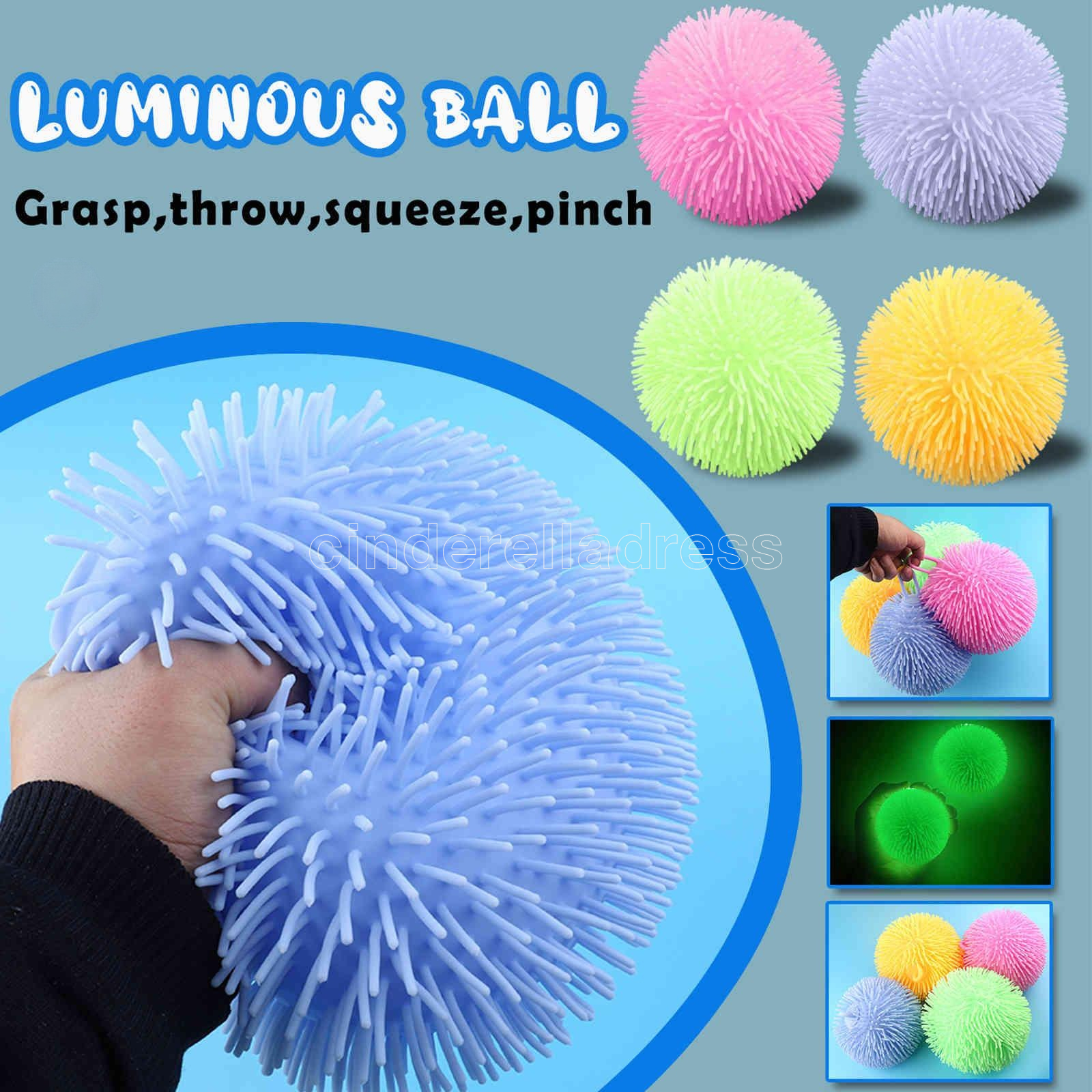 

US stock Fidget Luminous Ball Glow In The Dark Push Bubble Fidget Sensory Luminous Stress Relief Decompression Relax Anti-stress CT13
