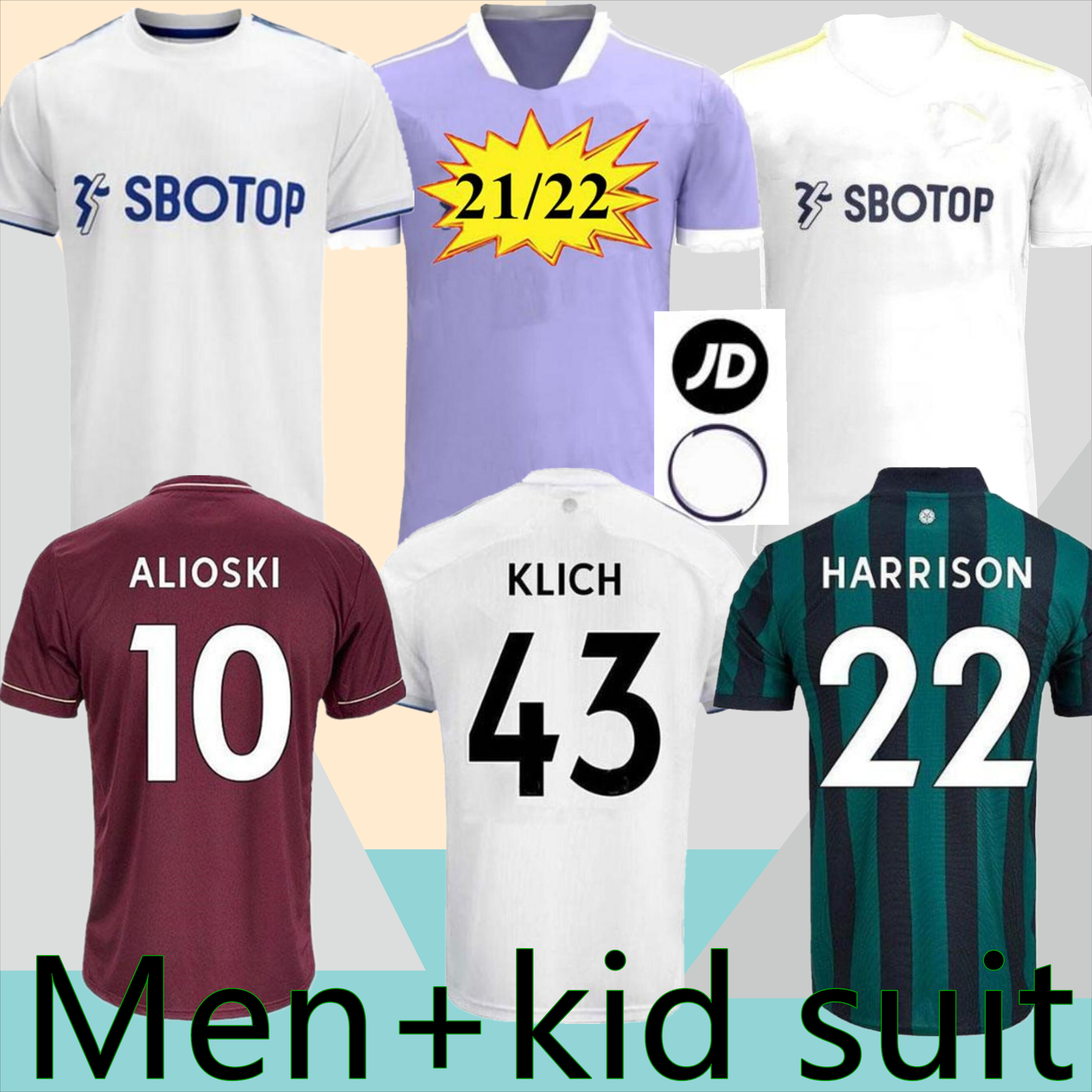 

2021 2022 Leeds BAMFORD United soccer jersey Celebrates Centenary CLARKE 2021/22 Men football shirt+kid suit, 21/22