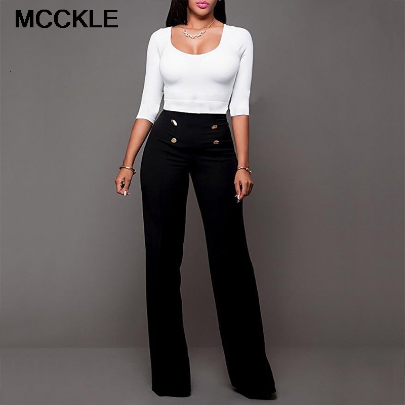 

Women's Tracksuits High Waist Wide Leg Pants Solid Double Breasted Office Lady Trousers For Women Spring Summer Loose Clothes Fema, Burgundy
