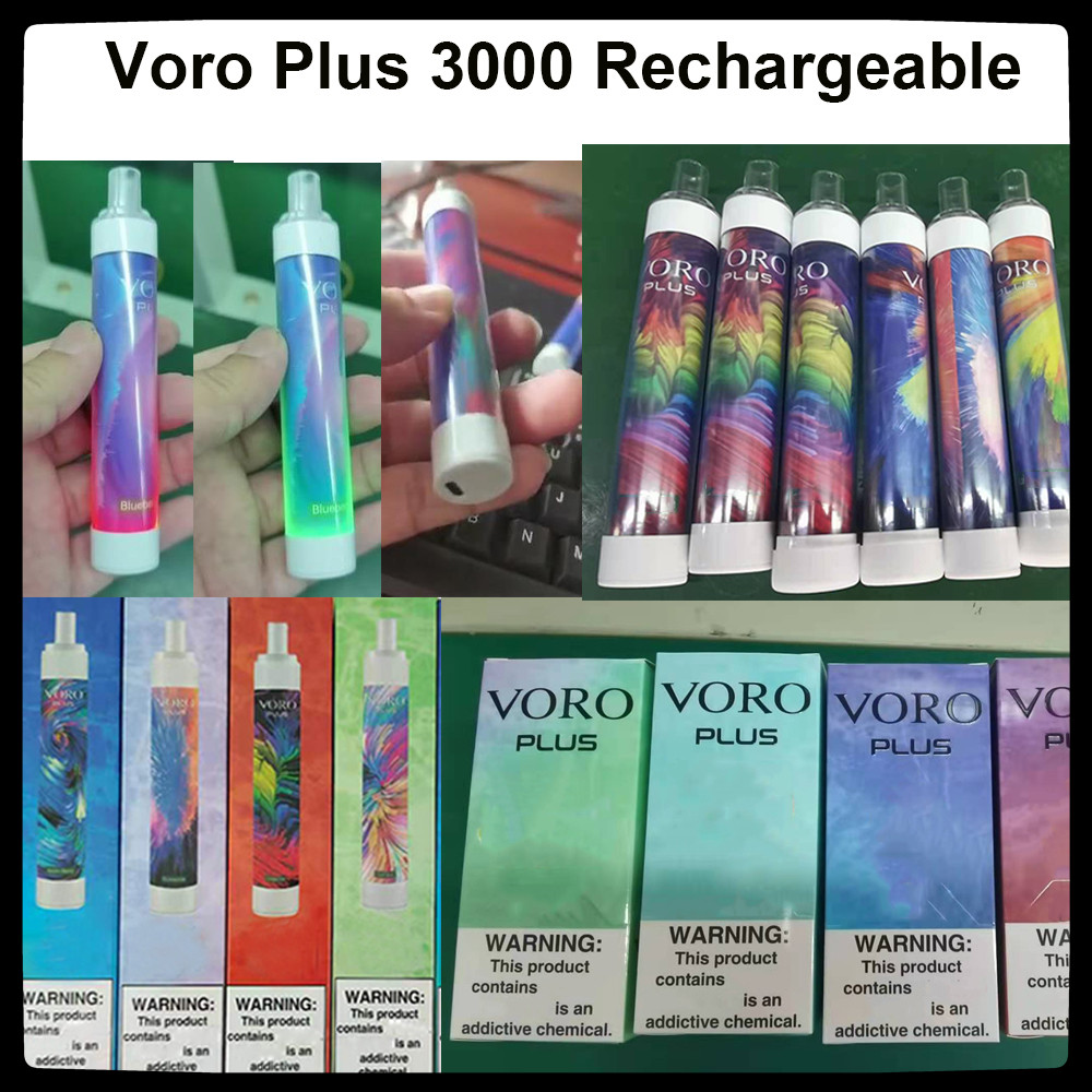 

Voro Plus Rechargeable Disposable Vape Pen E Cigarette Device with RGB Light 650mAh Battery 4.8ml Cartridges Prefill 3300 Puffs Glowing