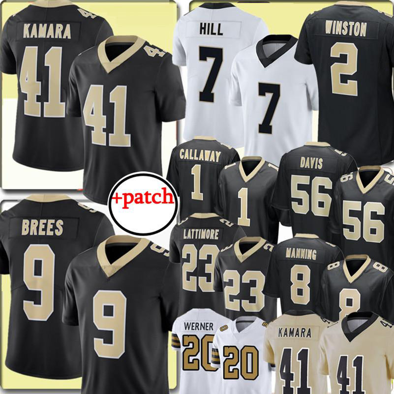 

Custom 41 Alvin Kamara Jersey Saintss 2 Jameis Winston Football Jerseys Marshon Lattimore Michael Thomas Drew Brees Demario Davis Taysom Hil, Black;red