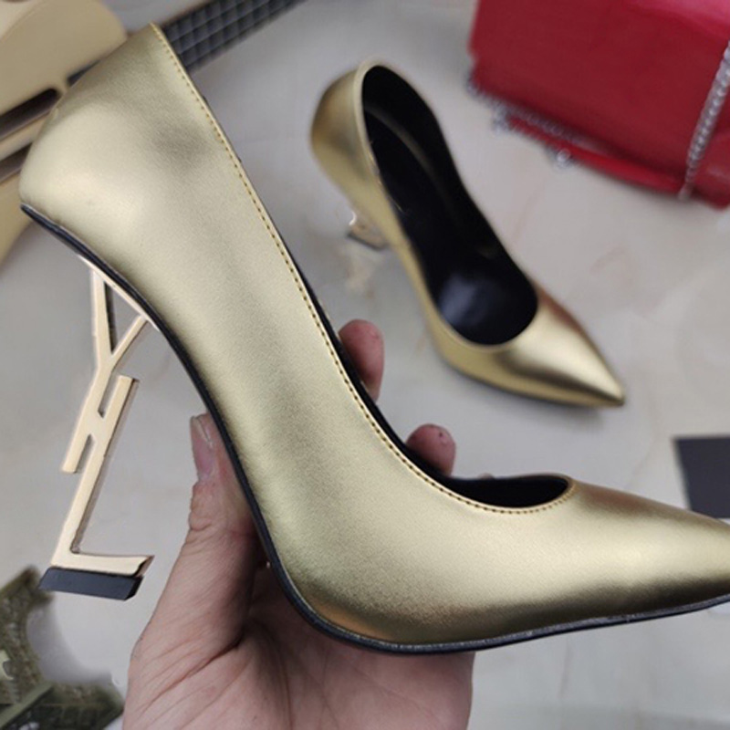 

Fashion Designer Heels Women's formal shoes Letter heel with pointed toe strap and comfortable leather material size 35-42