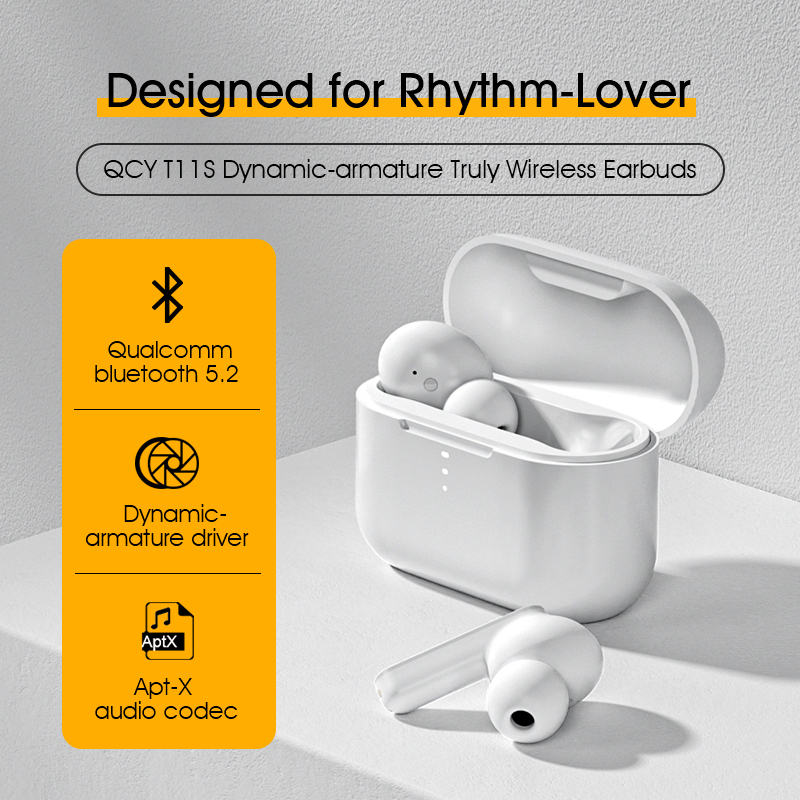 QCY T11S Qualcomm QCC3046 aptX earphone wireless Bluetooth headphone HiFi TWS headset dynamic-armature speaker earbuds 4 MIC-image-724958734