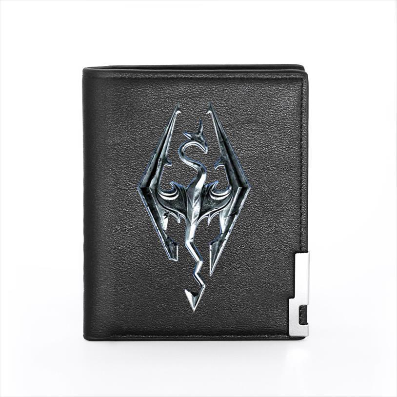 

fashion skyrim symbol pu leather wallet men women bank credit card holder short purse male standard wallets, Red;black