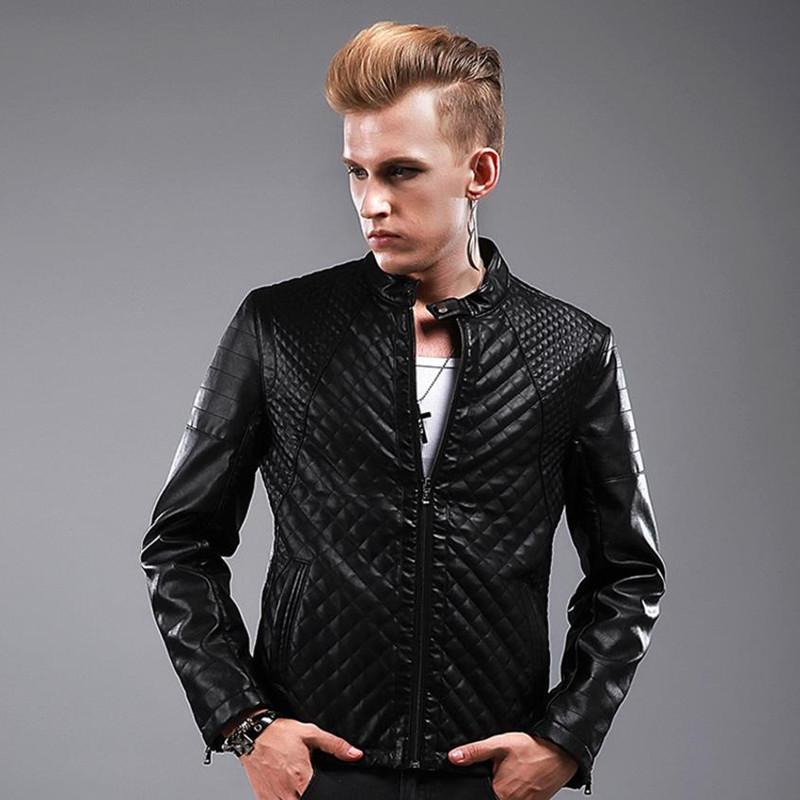 

Men's Fur & Faux Nice Winter Men Leather Jacket Motorcycle Clothing Casual Slim Collar Brand Coat, Black