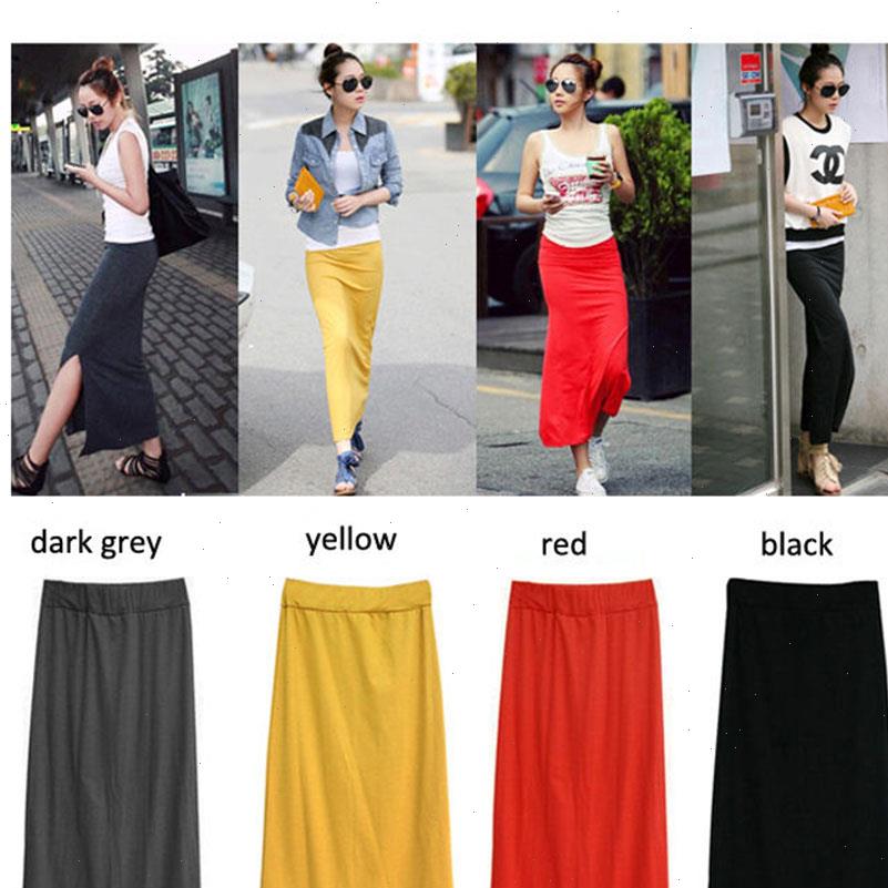 

womens skirts women high waist slim hip long pencil solid cotton blend maxi skirt lady thin full length stretchy sexy, Black