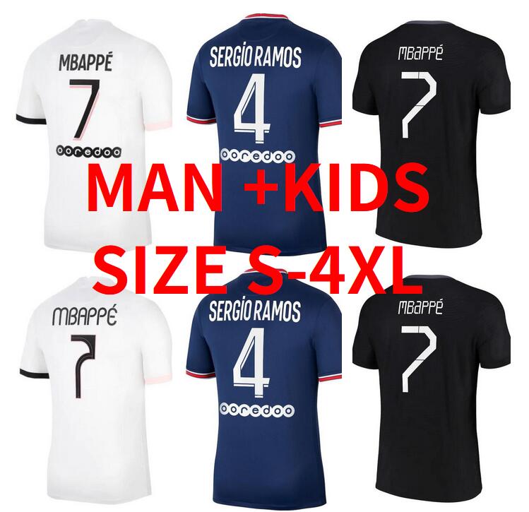 

s-4xl SERGIO RAMOS MBAPPE Hakimi soccer jerseyS 21 22 Maillots de football shirt 2021 2022 ICARDI DI MARIA DRAXLER VERRATTI Wijnaldum men kids kit uniform enfants