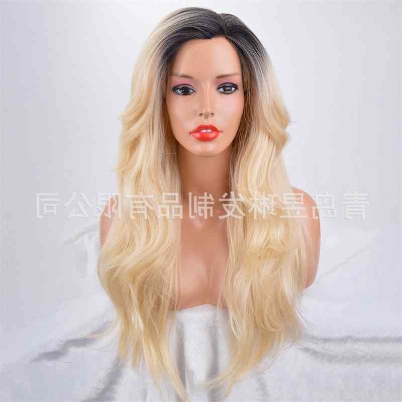 

long New curly synthetic hair female Bob chemical fiber front lace Headcover