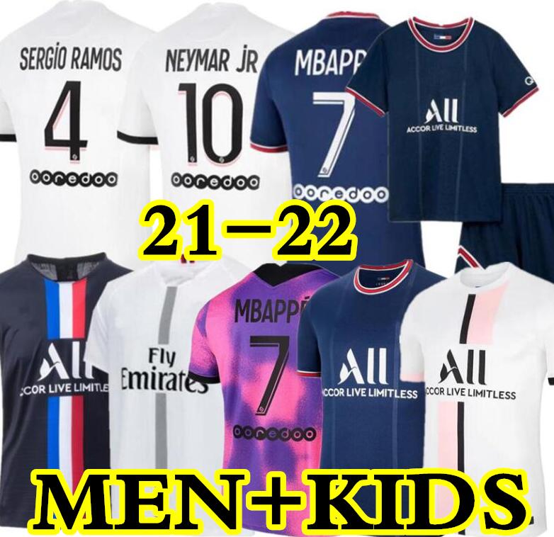 

Maillots de football kits 20 21 22 SERGIO RAMOS soccer jerseys 4TH 2021 2022 MBAPPE ICARDI NEYMAR shirt JR men kids sets maillot foot hommes enfants jersey, 21-22 adult