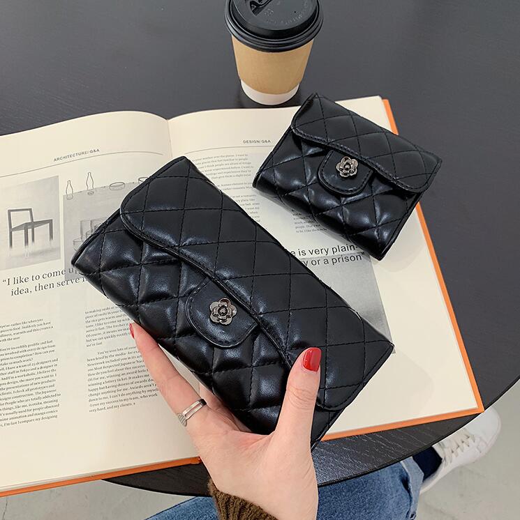 

Factory wholesale women handbag elegant atmospheric plaid long wallet folding multifunctional striped storage wallets Joker leather fashion walletes, Black2(boutique box)
