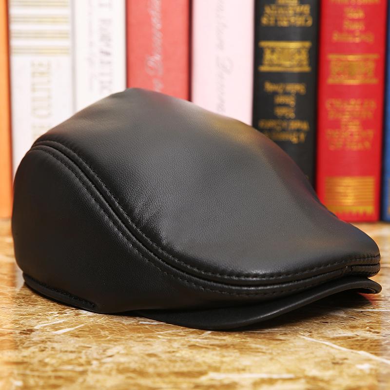 

Visors Sheep Skin Leather Hat Beret And Peaked Cap, Blue;gray
