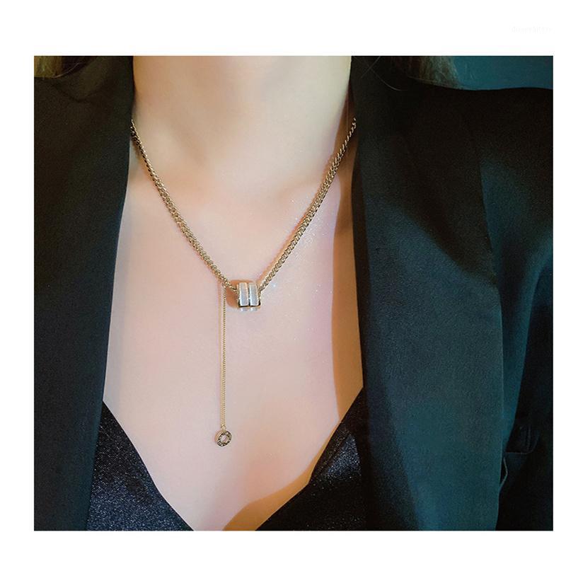 

Chains South Korea Fashionable Personality Tide Opal Circle Necklace Choker Chain Clavicle Web Celebrity Temperament Design C