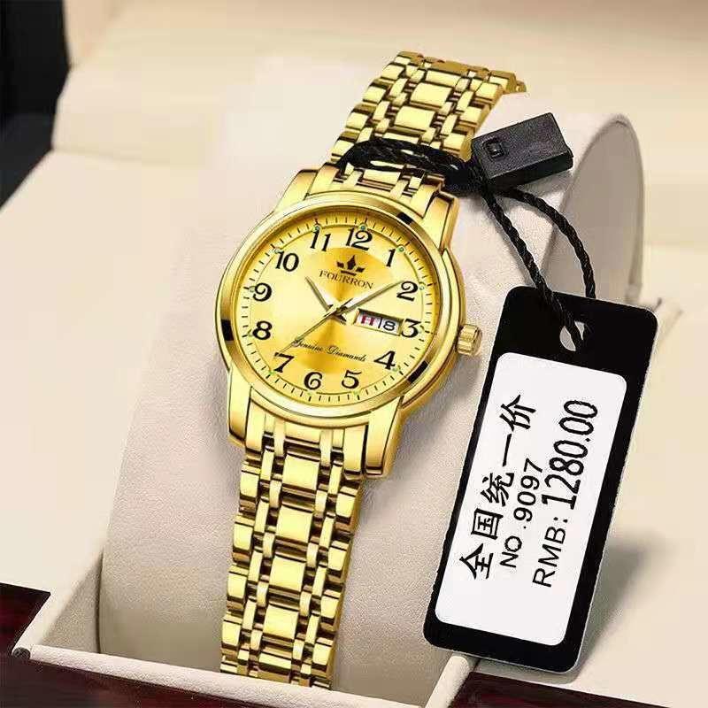 

Wristwatches 2022 Japan Quartz Women Watches Stainless Steel Waterproof Luminous Diamond Scales Dual Calendar Clocks F002, Item 3