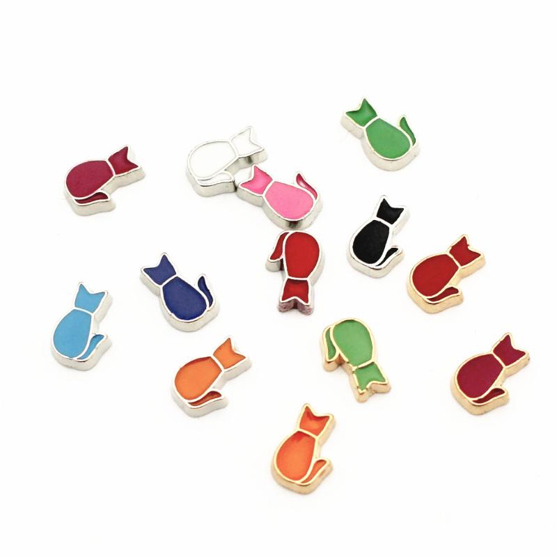 

Charms Arrival 10Pcs/Lot Mix Kitty Floating Living Glass Memory Locket DIY Jewelry, Bronze;silver