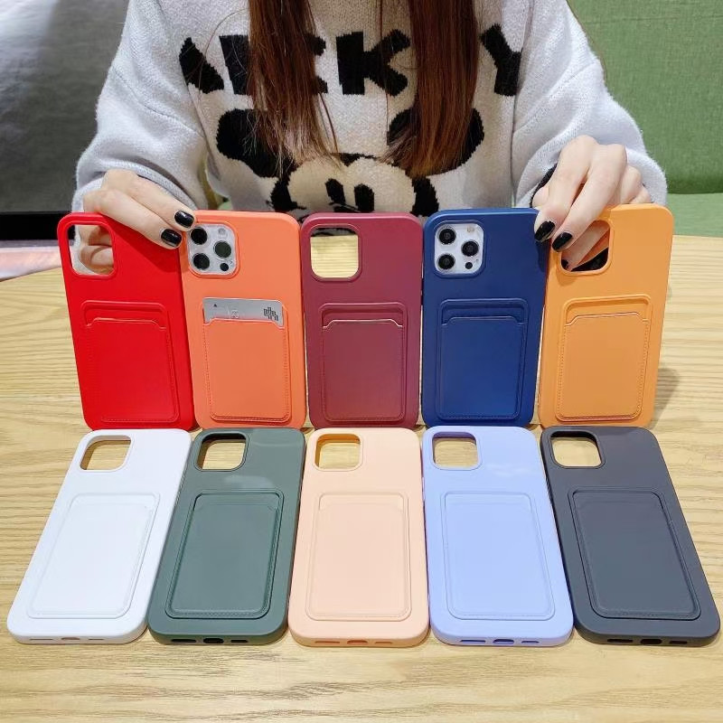 

HOT SELL CARD BAG Silica gel Soft Phone Cases for iphone 12 mini 11 pro max xr xs Sasmung Galaxy S21 S20 Ultra Plus A42 A52 5g Back cover cellphone case, Mix color send randomly