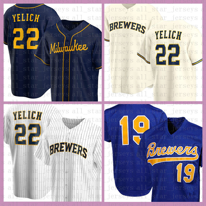 

Milwaukee Baseball Jersey Brewers Custom 22 Christian Yelich 19 Robin Yount 6 Lorenzo Cain 8 Ryan Braun 21 Travis Shaw 9 Manny Pina, Blue;black