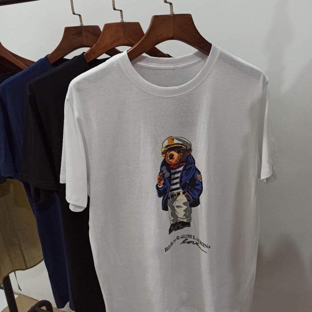 

United States size Polo Bear shirt men Martini Bear T-shirt United States short sleeves standard EU UK size shirt Hockey Bear Captain Blue D, White;black