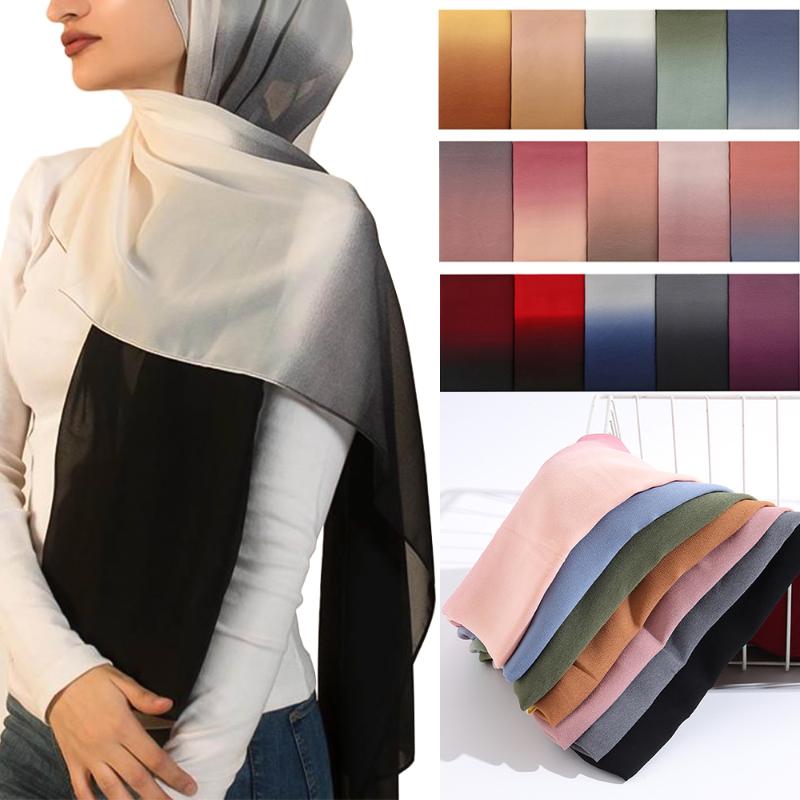 

Scarves Muslim Bubble Chiffon Hijab Scarf Brand Design Women Gradient Headband Soft Long Shawls Islamic India Hijabs Wrap Pareo