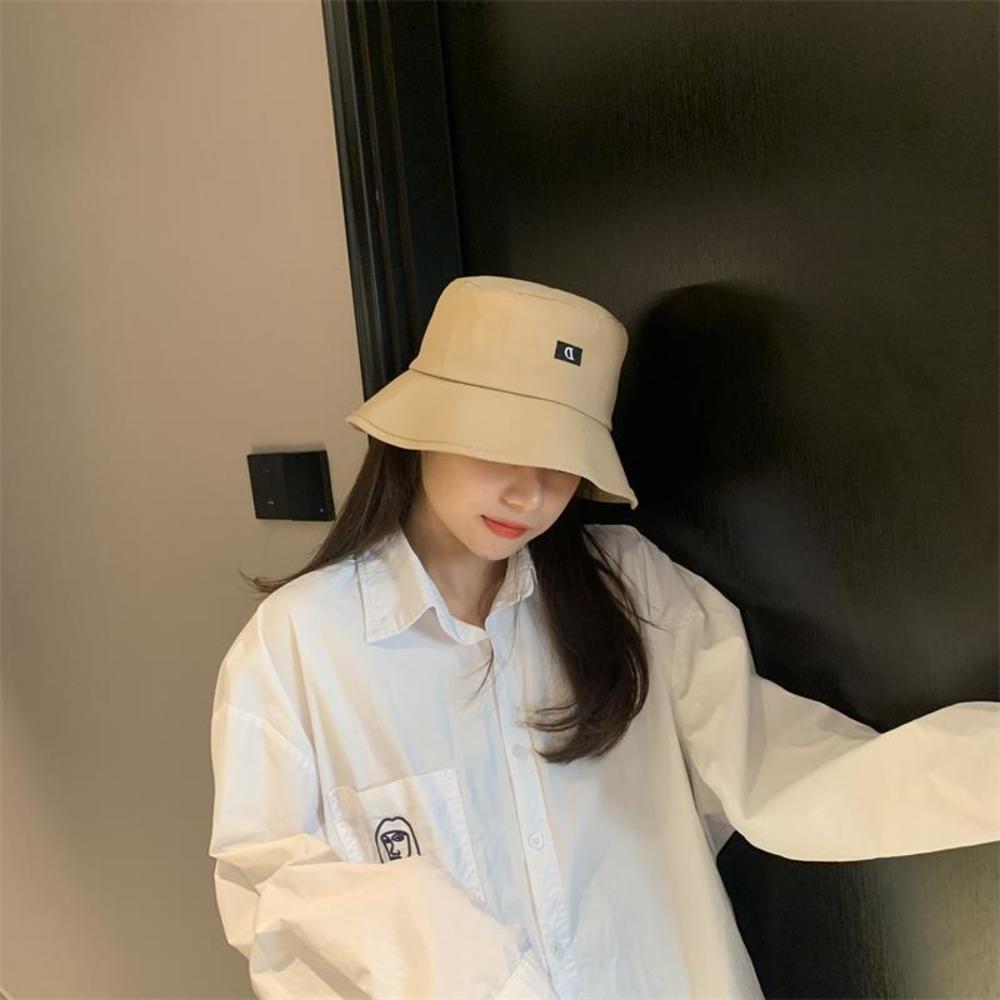 

Net red fisherman's hat children's early spring summer tide brand big head circumference thin letter sticker sunscreen basin, Blue;gray