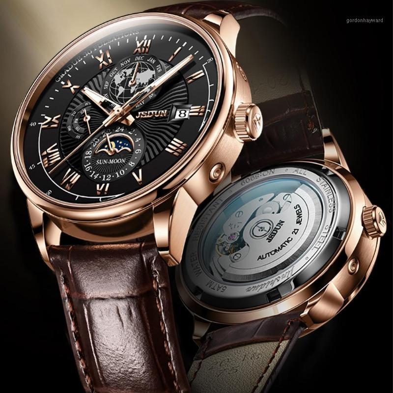 

Top Brand Men's Mechanical Watch Business Waterproof Automatic Luxury Wristwatches, Gold white face