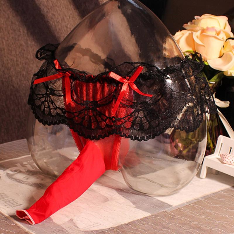 

Underpants Womens Mens Sissy Pouch Panties Underwear Lace Skirted See Through Lingerie, Purple