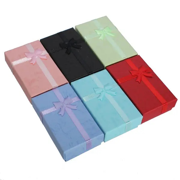 

Bowknot Paper Necklace Earrings Ring Jewelry Box Case Party Gift Bags- Black